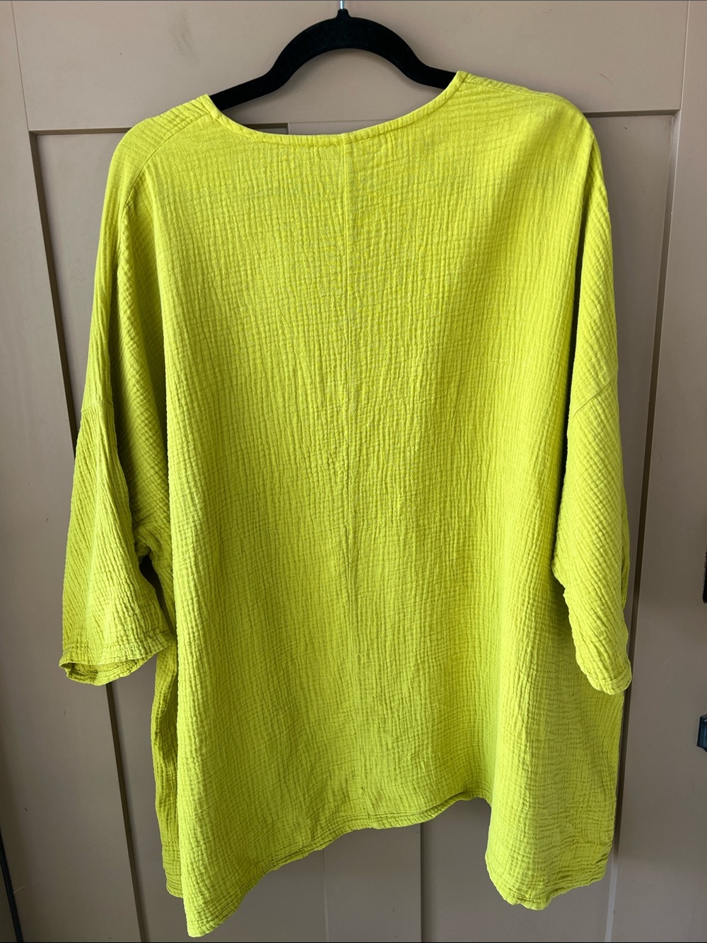 bryn Walker Chartreuse Green Gauze Textured V-Neck Tunic - Picture 7 of 8